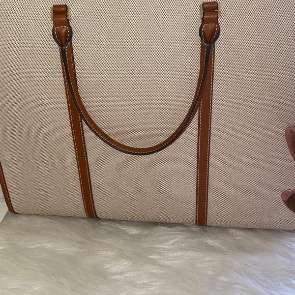 Tory Burch Cream and Brown Tote Bag - Picture 5 of 11